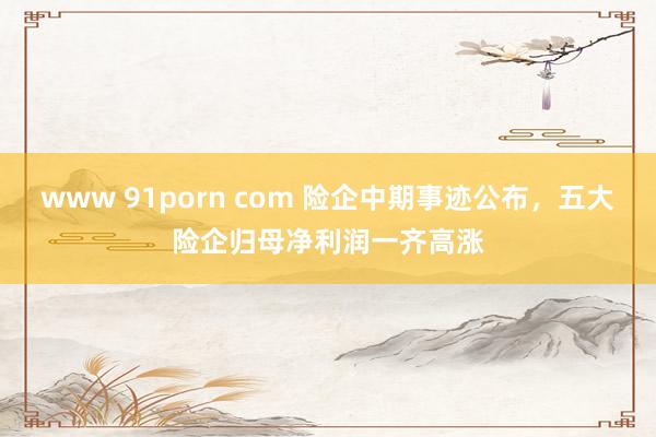 www 91porn com 险企中期事迹公布，五大险企归母净利润一齐高涨